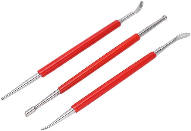 3 יחידות כפול סוף התחקות מנקדים חרט קטן נייד אדום חרס פיסול כלים עבור גילוף דוגמנות פיסול קמטים עט| |